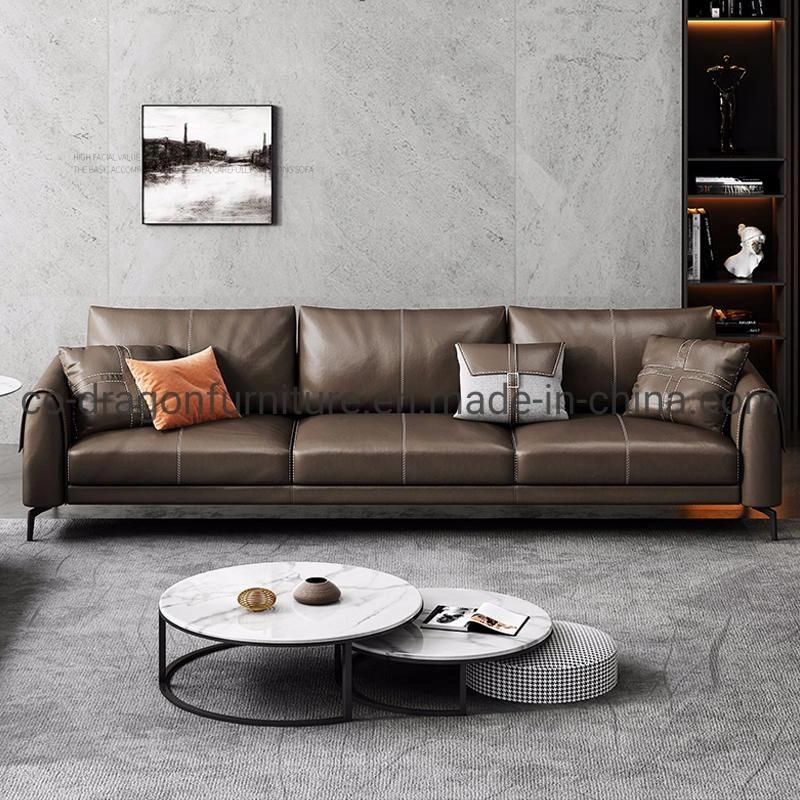 Luxury Leather Arm Sofa with Metal Legs for Home Furniture