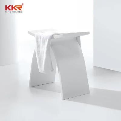 Pure White Artificial Stone Chair Solid Surface Bathroom Toilet Stool