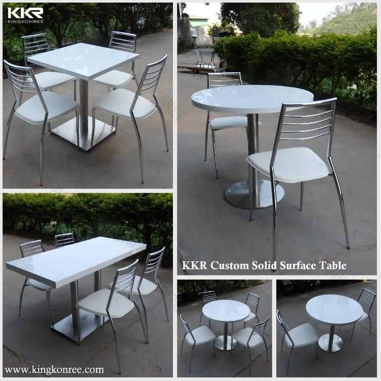 Corian Stone 2 Seater or 4 Seater Fast Food Dining Tables and Chairs for Restaurant or Coffee