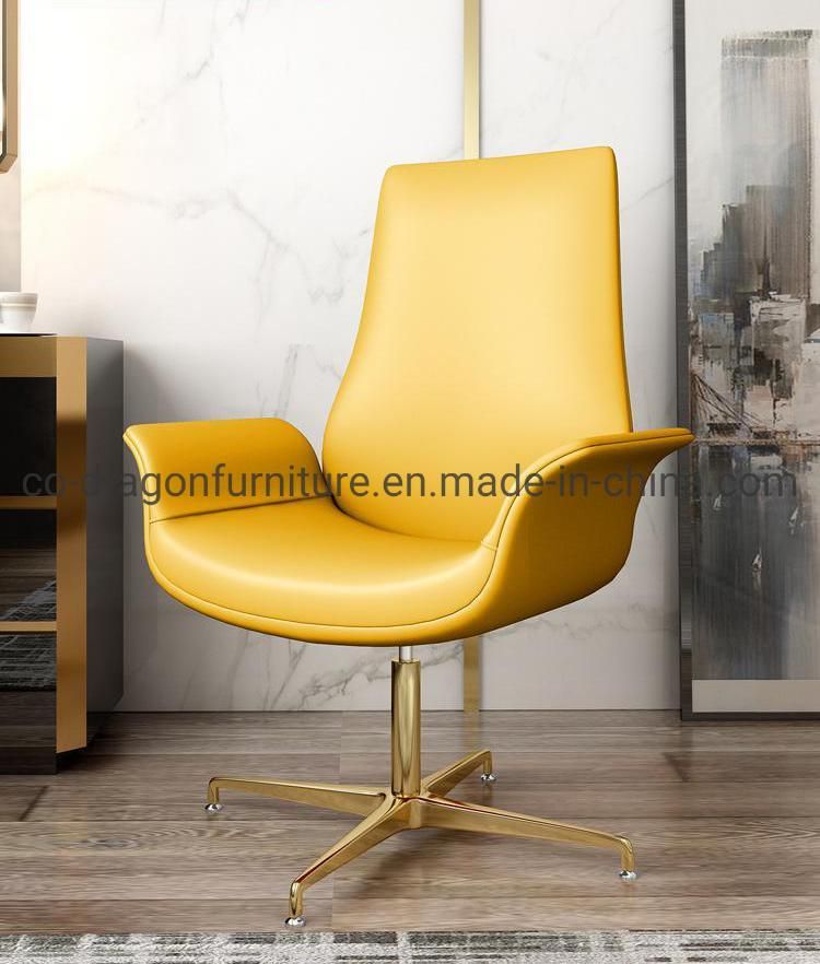 Modern Swivel Adjustable Leisure Chair with Metal Legs and Leather