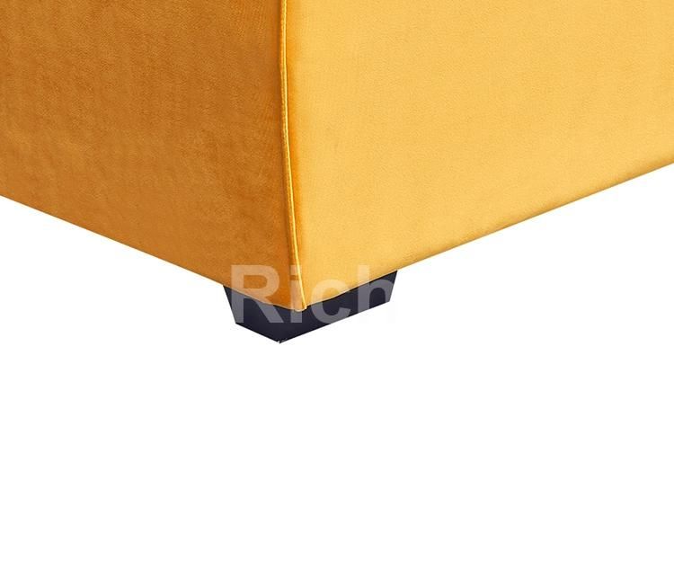 Modern Furniture Square Yellow Fabric Velvet Sofa Footstool Ottoman Big Size for Living Room