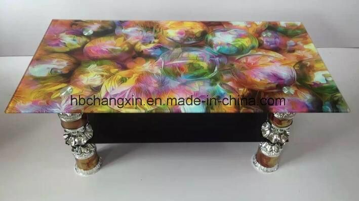 Modern Beautiful Flower Glass Coffee Table