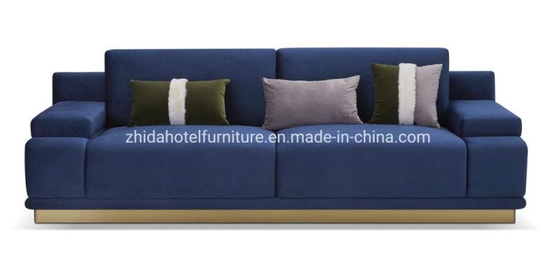 Hotel Living Room Furniture Reception Bedroom Fabric Wooden Metal Sofa