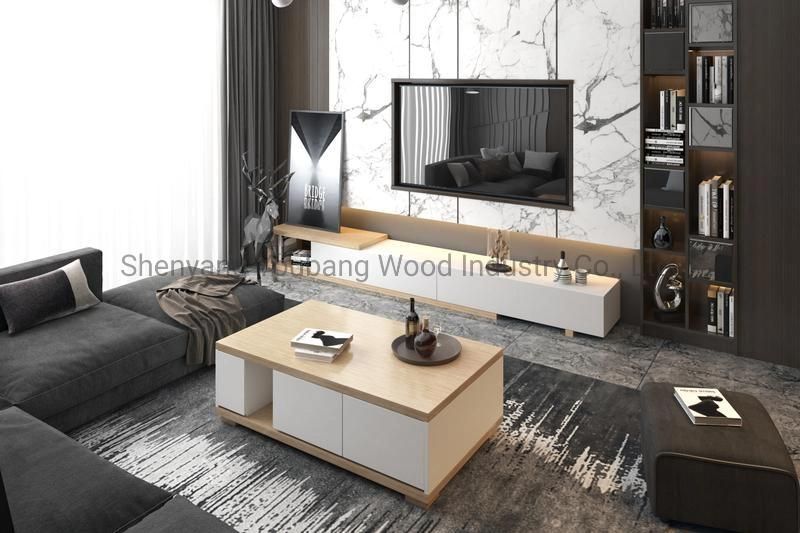 Balck White Wood Colors Retractable Melamine Board TV Cabinet