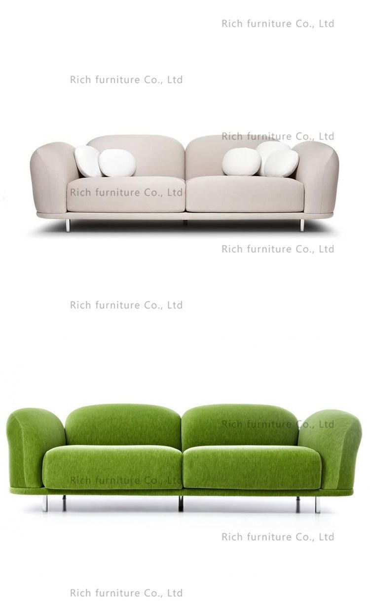 Modern Velvet Couch Light Green Fabric Sofa with Metal Legs