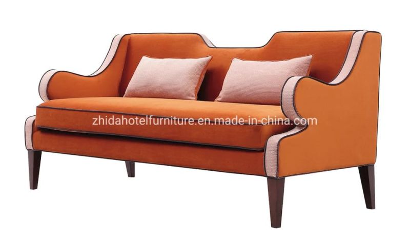 Modern Hotel Furniture Home Living Room Fabric Wooden Leg Sofa