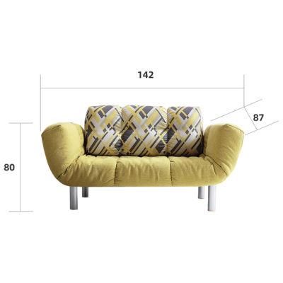 Hotel Furniture Recliner Living Room Bed Furniture Folding Storage Yellow Fabric Sofa Bed