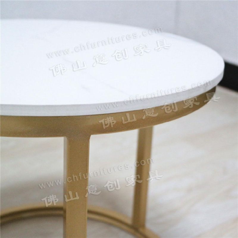 Modern Simple Small Apartment Home Living Room Rock Board Round Combination Coffee Table