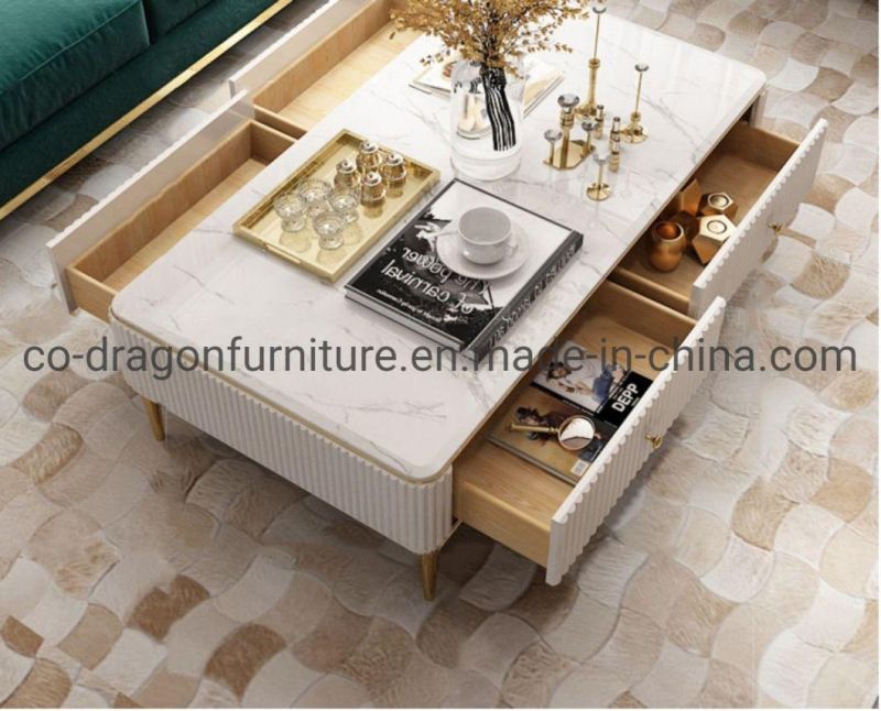 Luxury Marble Top Wooden Coffee Table for Living Room Furniture