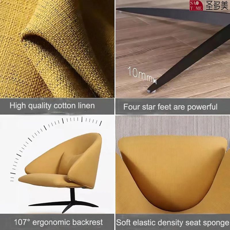 Metal Frame PU Round Chair with Arms for Hotel and Living Room