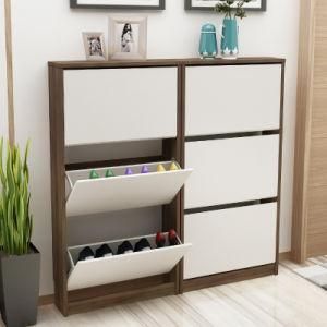 Shoe Display Cabinet, Wood Modern Shoe Rack for Living Room