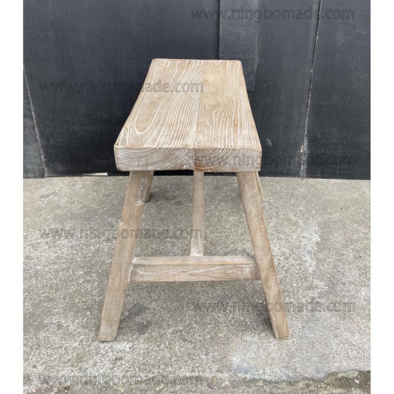 Nordic Retro Vintage Antique Furniture Grey Reclaimed Elm Wood Stool