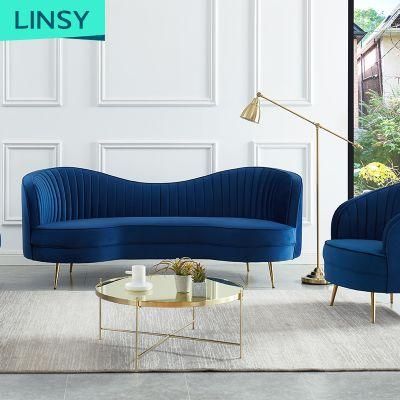 Linsy Blue Velvet 3 Seater Family Room Sofa Furniture Jym1925