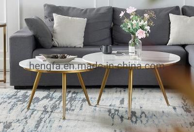 Decorative Living Room Furniture Metal Round Corner Marble Tea Table