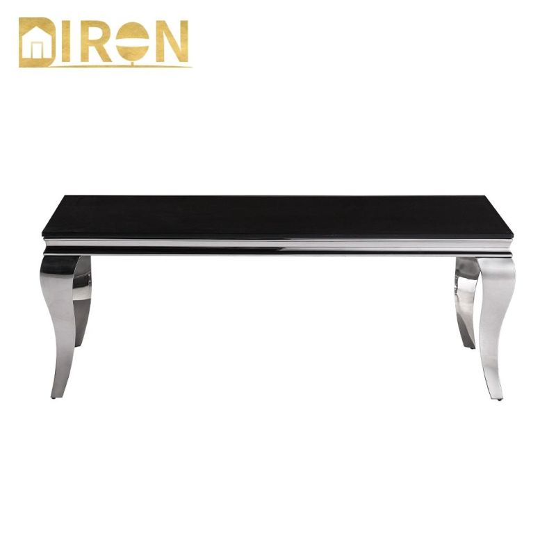 China Supply Home Furniture Rectangle Marble Stainless Steel Coffee Table Home Furniture Set