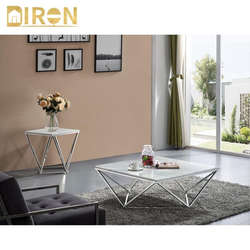 Home Furniture Living Room Restaurant Marble Metal Modern Sofa Coffee Table