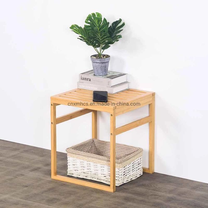 Bamboo Bathroom Shower Bench Step Stool Waterproof Seat SPA Bath Organizer Storage Foot Stool