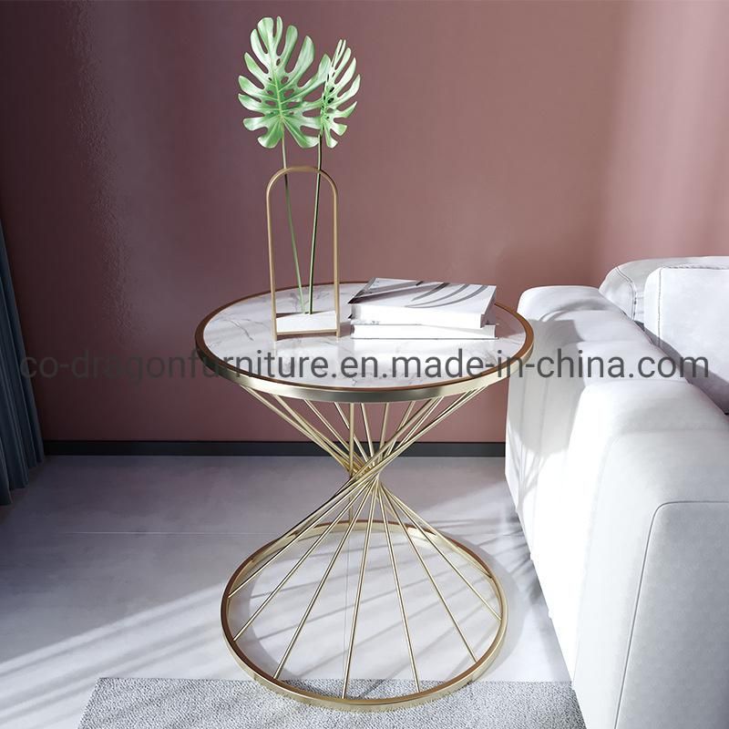 Luxury Gold Steel Side Table with Top for Livingroom Furniture