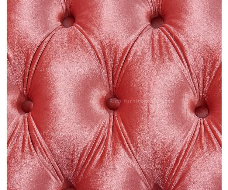 Living Room Set Furniture Pink Velvet Modern Sofa with Buttons