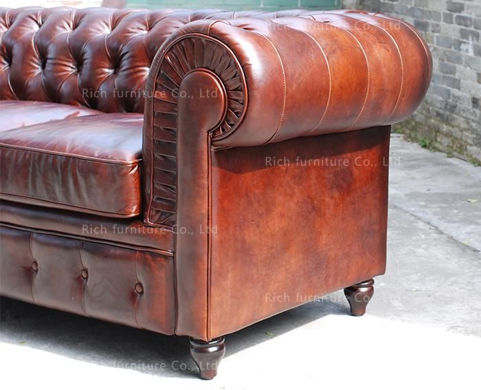 New Design Vintage Leather Chesterfield Leisure Sofa for Living Room