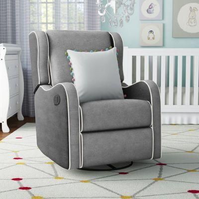 Jky Furniture Fabric Rock and Swivel Recliner Chair with Deep Wingback