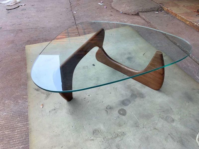 Designer Oak Wood Base, Glass Top Coffee Table