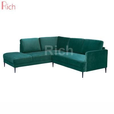 L Shaped Green Fabric Living Room Furniture Corner Sofa Set