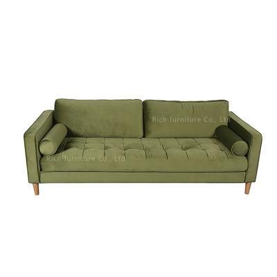 Modern Leisure Velvet Fabric Wooden Couch Living Room Furniture Sofa