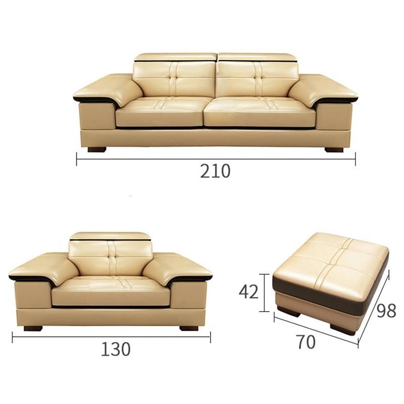 Italian Modern L Corner Living Room Home Furniture Genuine Leather Luxurious Wood Frame Sofa