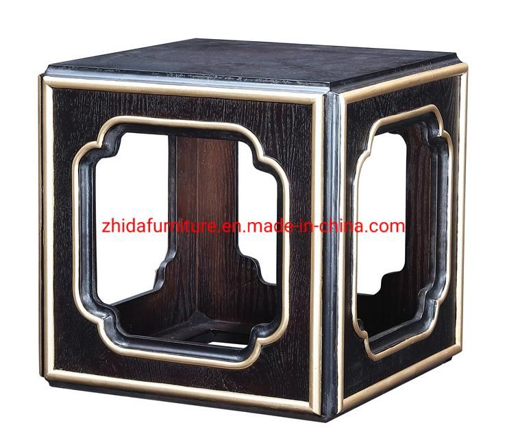 Zhida Foshan Factory Hotel Project Classic Style Home Furniture Living Room Sofa Side Wooden Square Table for Villa