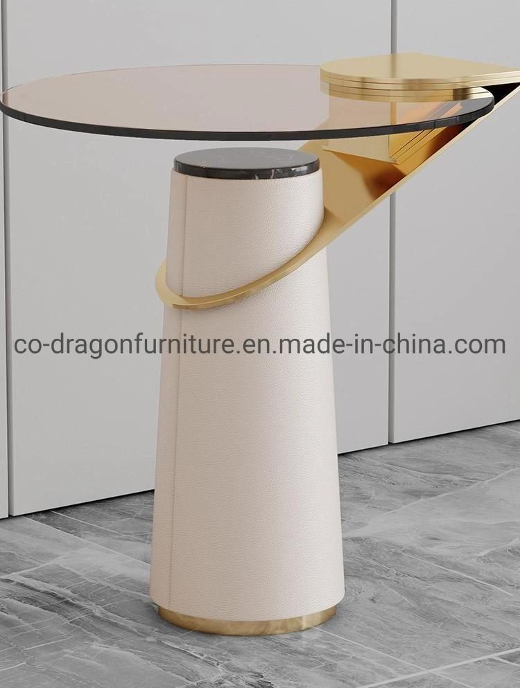 Modern Steel Side Table with Glass Top for Home Furniture