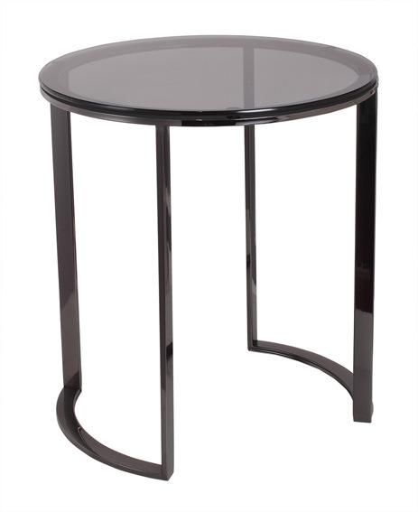 Simple Style Black Metal Glass Top Cheap End Table for Living Room