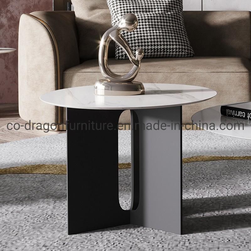 Luxury Livingroom Furniture Marble Top Coffee Table with Steel Legs