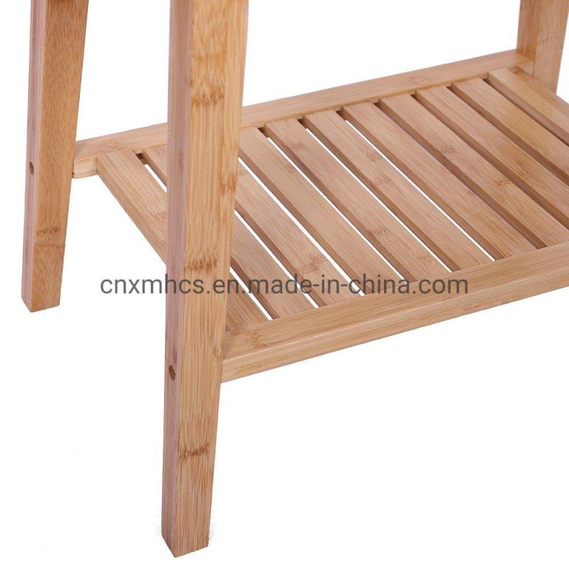 Amazon Hot Bamboo Bathroom Bench Seat with Chair Wooden SPA Bath Stool Chair with Storage