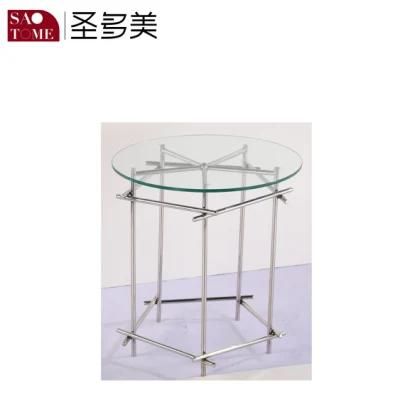 Modern Simple Black Glass Small Round End Table