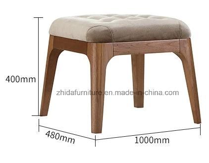 Modern Living Room Furniture Wooden Fabric Ottoman Stool