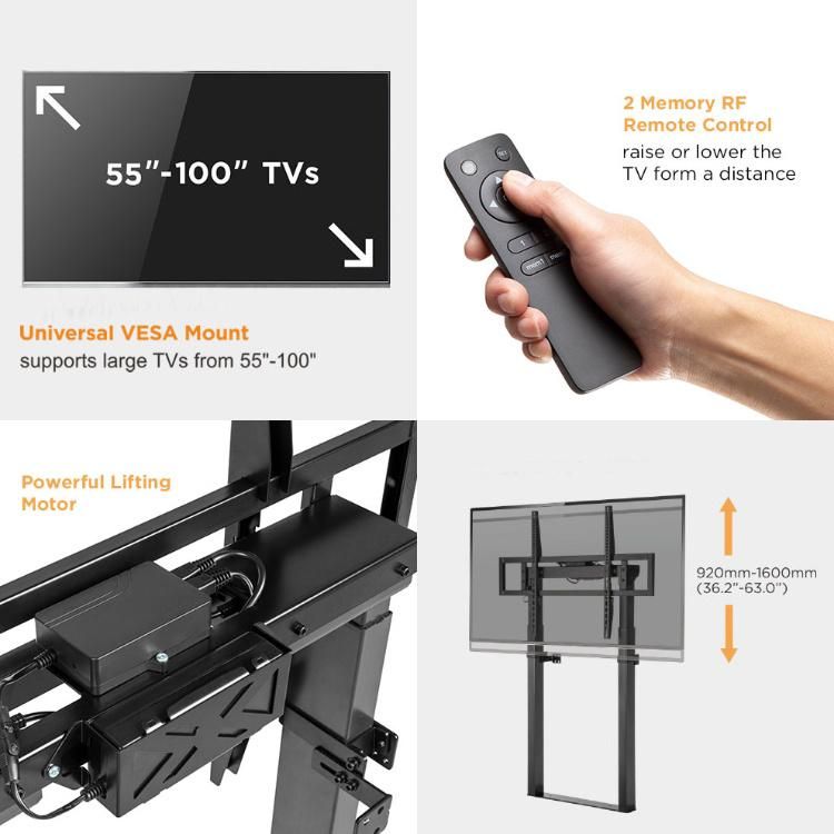 Aluminum Large Heavy-Duty Height Adjustable Motorized Wall Mount Stand