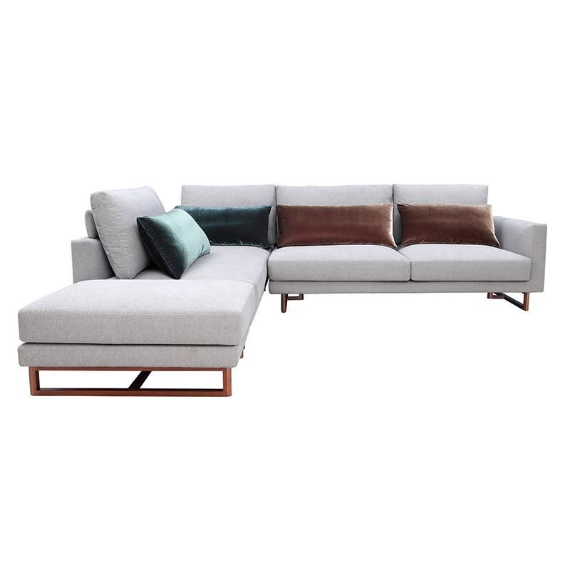 High-End Black Walnut Lounge Sofa L Shape Sectional Feather Down Filling Modular Sofas Conor Sofa Couch