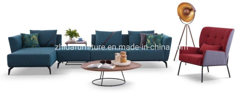 Zhida Customized OEM Home Furniture Supplier Modern Villa Living Room Modular Fabric L Shape Sectional Sofa with Ottoman for Hotel Reception Area