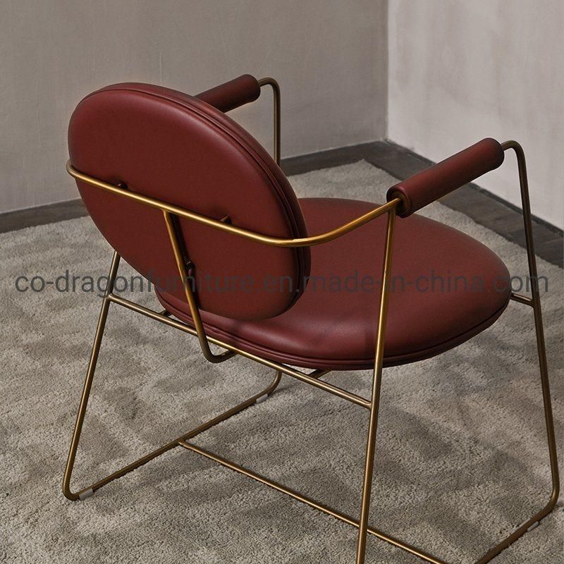 Luxury Metal Frame Leather Simple Leisure Chair for Livingroom Furniture