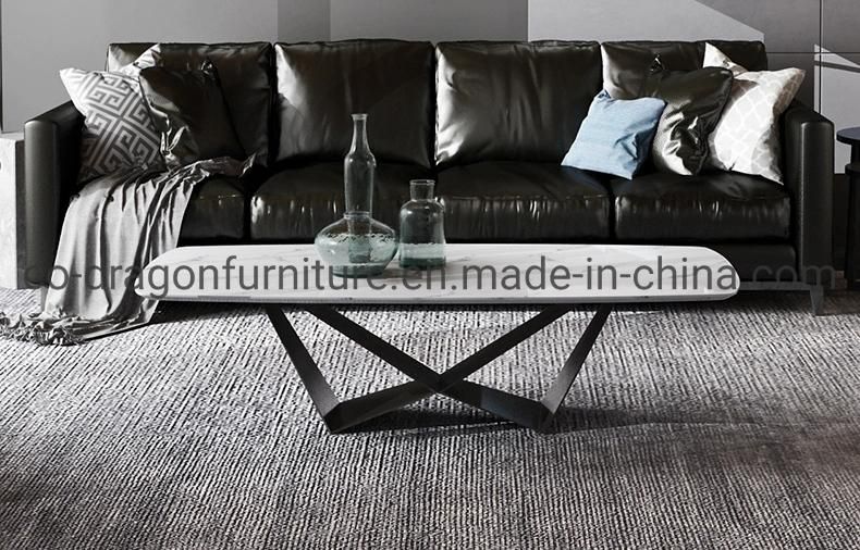 Fashion Home Furniture Square Steel Coffee Table with Marble Top