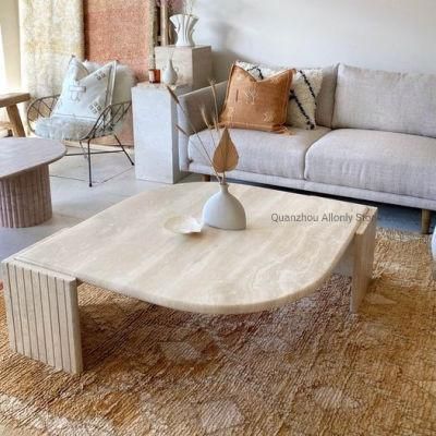 European Design Luxury Living Room Irregular Travertine Coffee Shop Tables