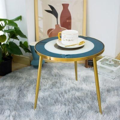 Home Office Living Room Modern Style Golden Round Tempered Glass Coffee Table