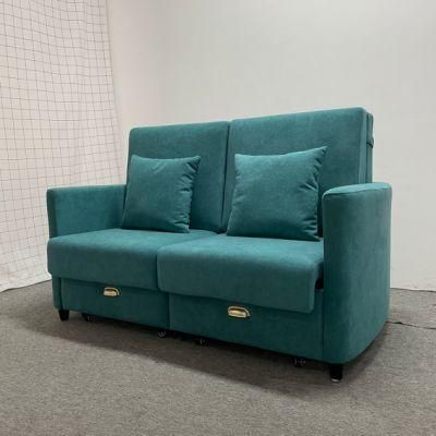 Modern Simple Green Technology Cloth Double Folding Sofa Bed