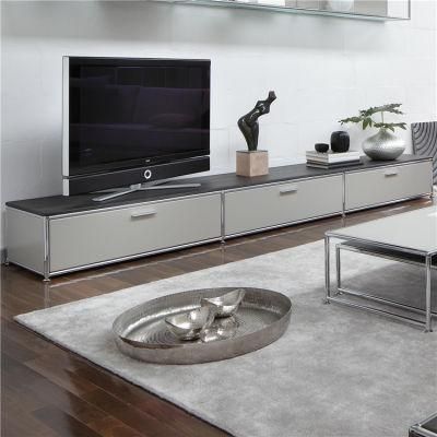 Antique Style Modern TV Cabinet with Glass Displays High Quality Metal TV Cabinet Long TV Cabinet