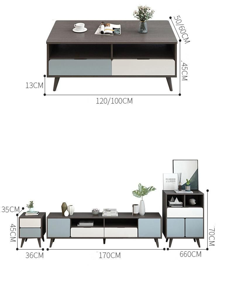 Modern Luxury Living Room Glass TV Wall Mount Unit Marble Coffee Tea Table Home Furniture Wooden Cabinet TV Stand Coffee Table for Living Room Decoration