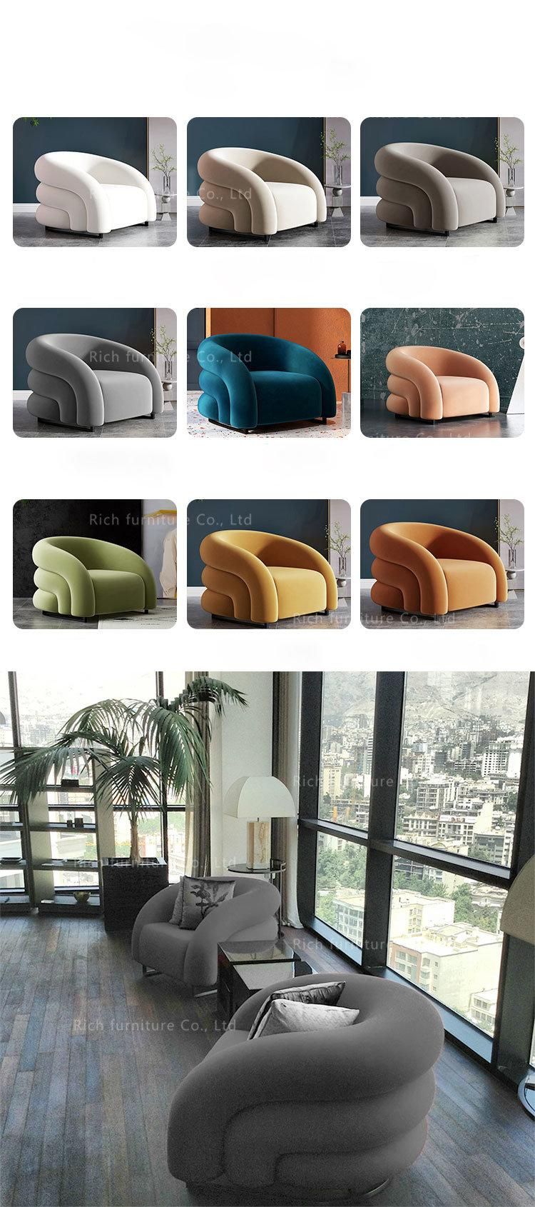 Modern Creative Luxury Style Furniture Velvet Fabric Tub Accent Sofa Chair Nordic Design Piping Living Room Leisure Armchair