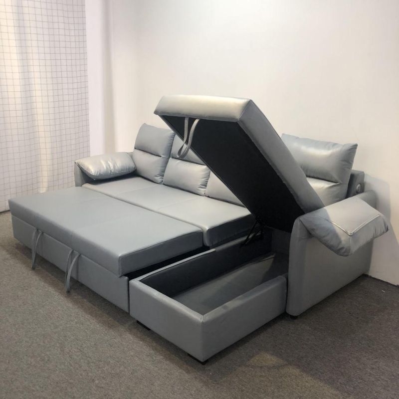 Italian Sofa Villa Living Room Combined Dual-Purpose Storable Rechargeable Sofa Bed