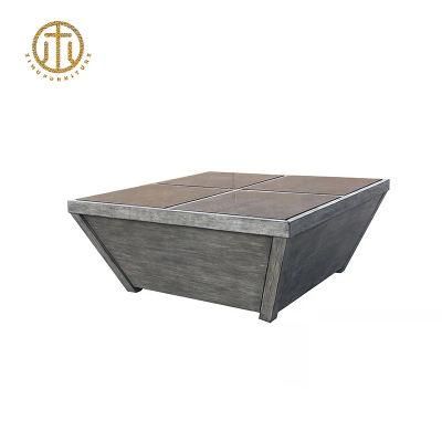 Square Ceramic Marble Veneer Classic Simple Style Side Table