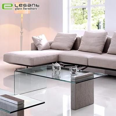 European Simple Design Bent Glass Coffee Table